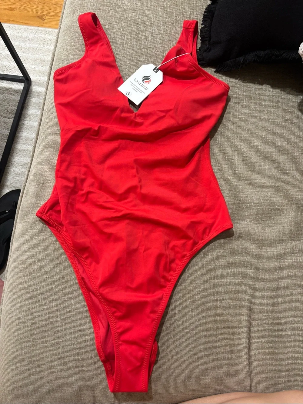 Red V-Neck One-Piece Swimsuit - Women's Swim
